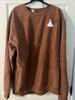 Brown Women’s Crewneck Sweatshirt with Ghost Graphic from Girl Tribe